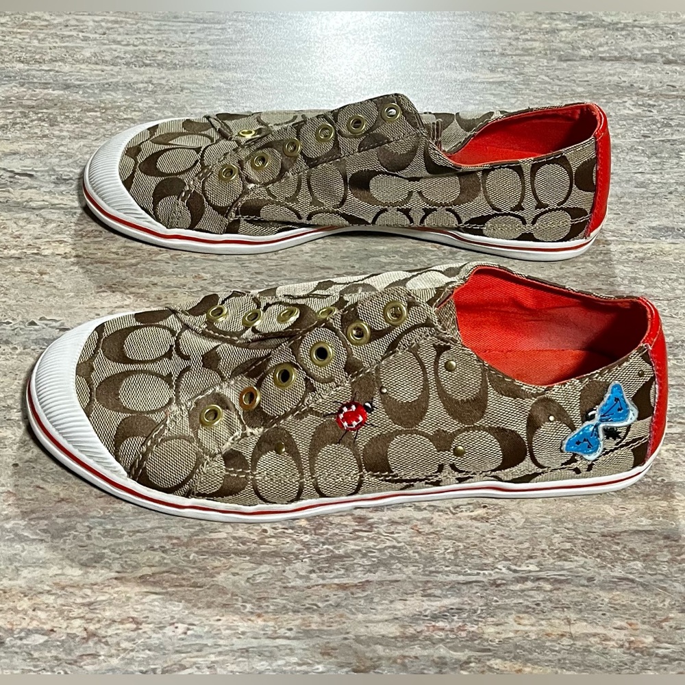 Coach Brown and Red Women's Sneakers - Picture 3 of 16